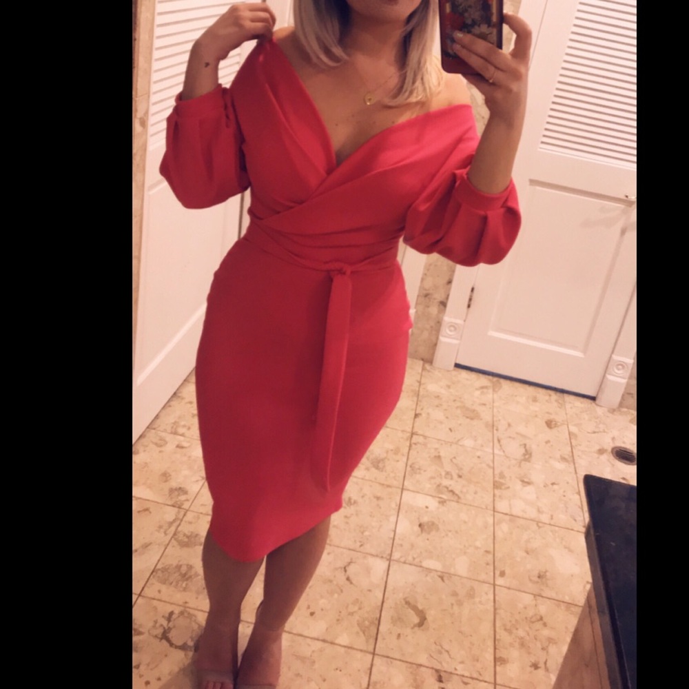 Midi off shoulder dress